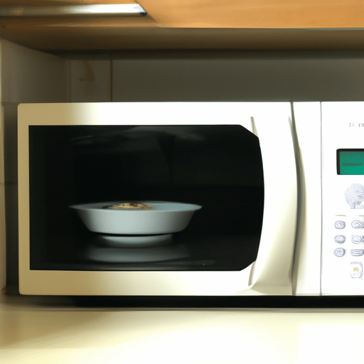 Microwave in the kitchen shelf