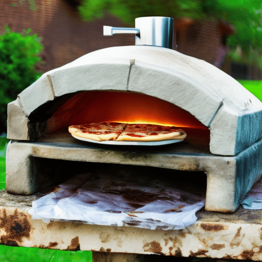 Pizza being prepared in a homemade oven