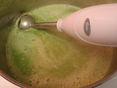 a green mixture in a bowl