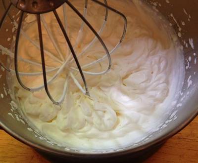 whisking a creamy mixture