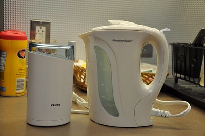 a white coffee grinder