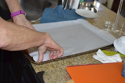 preparing the parchment paper