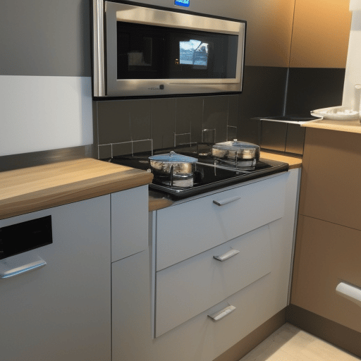 Kitchen top with induction hobs