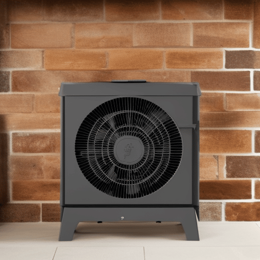 Stove fan with brick wall in the background