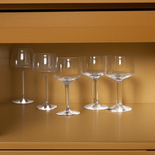 Wine glasses on the shelf