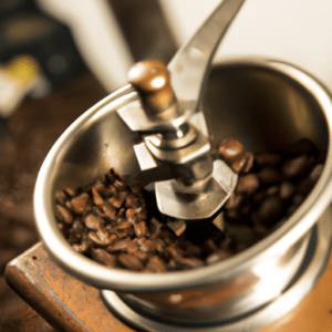 loading coffee beans to a grinder