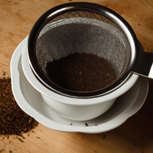 using strainer to make coffee